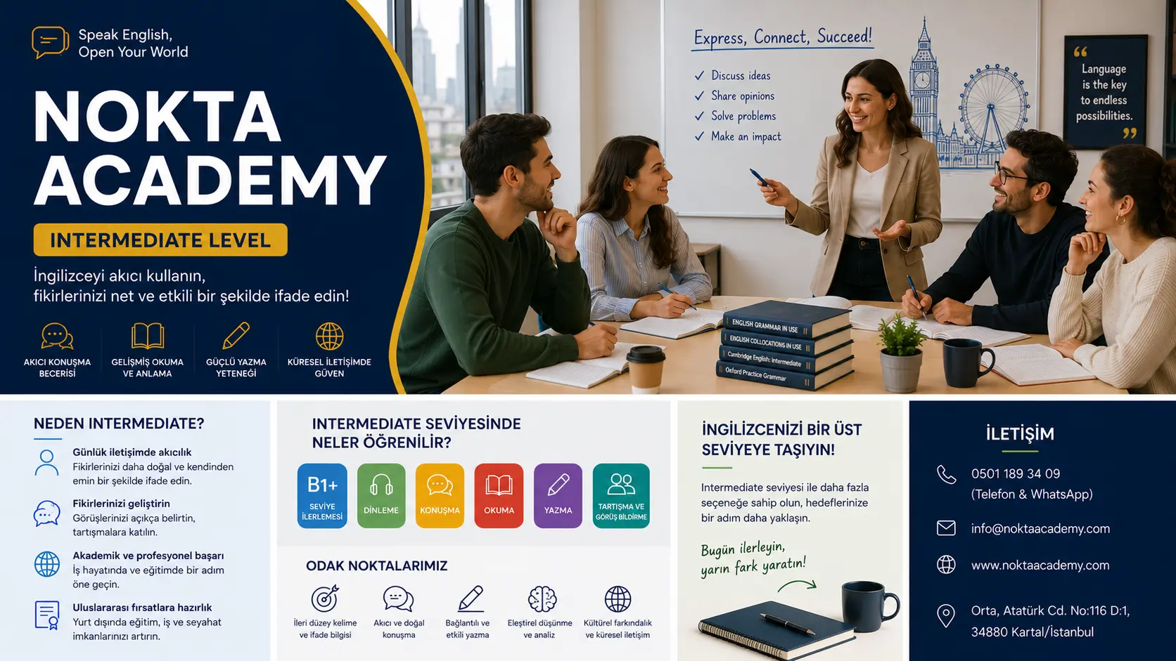 İstanbul Online İngilizce ve Yabancı Dil Kursu intermediate level